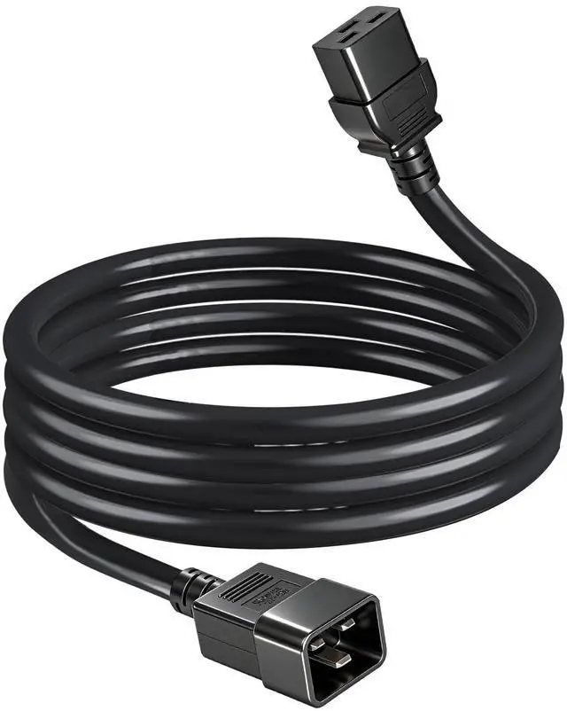 Main image of 14AWG Heavy Duty C19 to C20 Power Cord - 3FT IEC 320 C19 Female to C20 Male Extension Cable - 15A/250V SJT Server Rack for PDU, UPS, Data Center, Network Equipment - Black