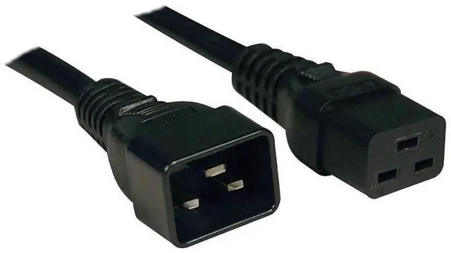 Main image of Heavy-Duty Computer Power Extension Cord for Servers and Computers 15A, 14AWG (IEC-320-C19 to IEC-320-C20) 6 Feet / 1.83 Meters, Male-to-Female, Black