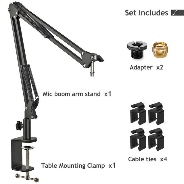 Alt view image 6 of 7 - Adjustable Seiren Mic Boom Arm, Mic Stand Compatible with Razer Seiren X Mini V2 V3 USB Streaming Microphone for Recording, Gaming, Podcast