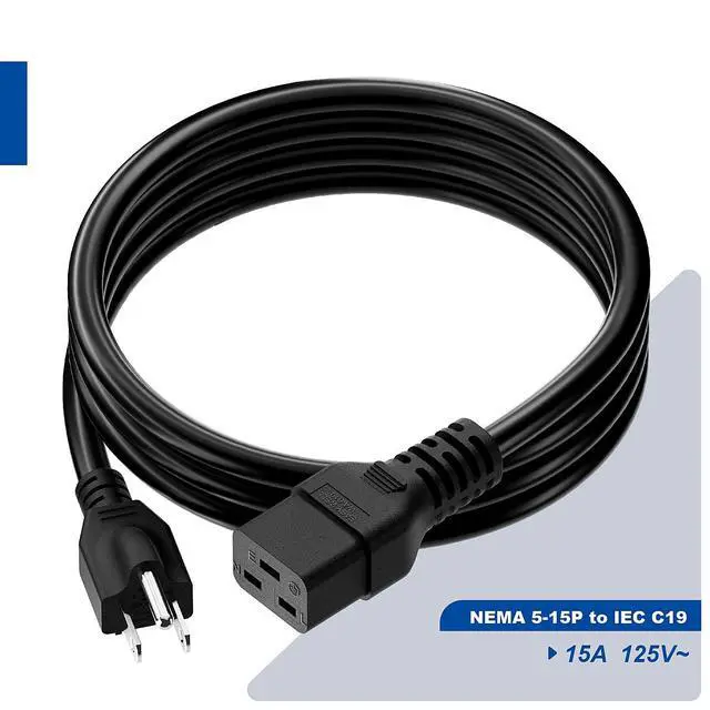 Alt view image 2 of 6 - 6Ft NEMA 5-15P to C19 UPS Power Cord, SJT 14AWG 20A 125V Heavy Duty Cable