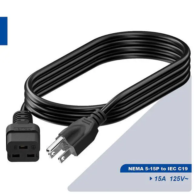 Alt view image 5 of 6 - 6Ft NEMA 5-15P to C19 UPS Power Cord, SJT 14AWG 20A 125V Heavy Duty Cable
