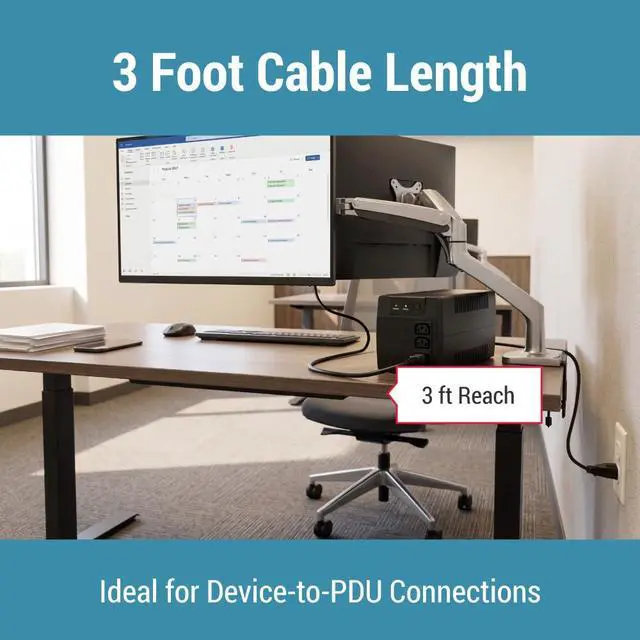 Alt view image 6 of 7 - Heavy Duty AC Power Cord 3ft, 14AWG NEMA 6-20P to C13