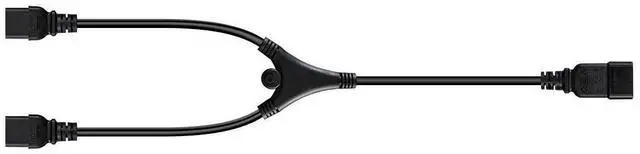 Alt view image 2 of 6 - Heavy Duty Splitter Power Cord - IEC 60320 C20 to 2X IEC 60320 C19, 20 Amp, 100-250 Volt, 12AWG, 2 Feet, Black