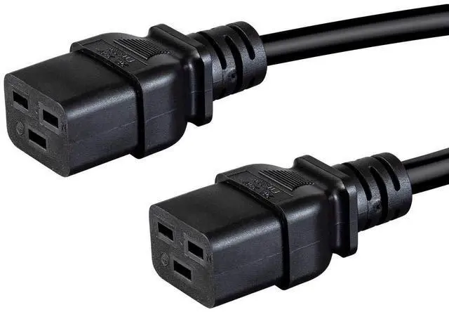 Alt view image 3 of 6 - Heavy Duty Splitter Power Cord - IEC 60320 C20 to 2X IEC 60320 C19, 20 Amp, 100-250 Volt, 12AWG, 2 Feet, Black