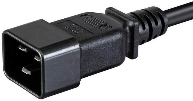 Alt view image 4 of 6 - Heavy Duty Splitter Power Cord - IEC 60320 C20 to 2X IEC 60320 C19, 20 Amp, 100-250 Volt, 12AWG, 2 Feet, Black