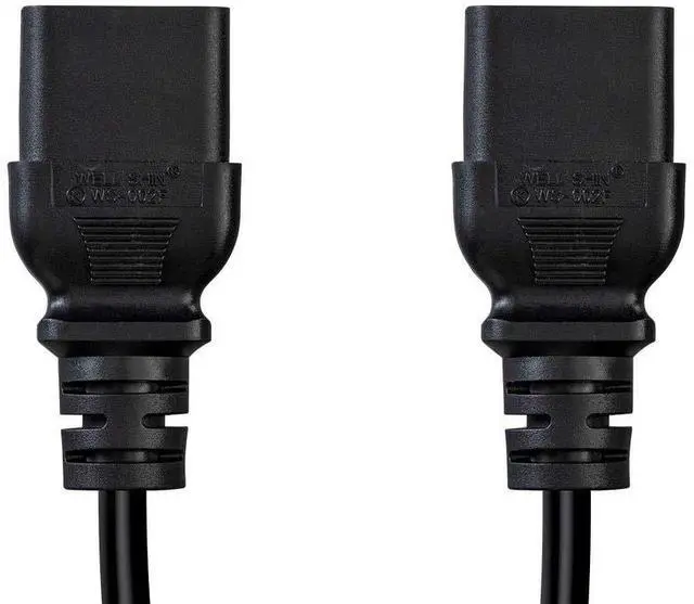 Alt view image 5 of 6 - Heavy Duty Splitter Power Cord - IEC 60320 C20 to 2X IEC 60320 C19, 20 Amp, 100-250 Volt, 12AWG, 2 Feet, Black