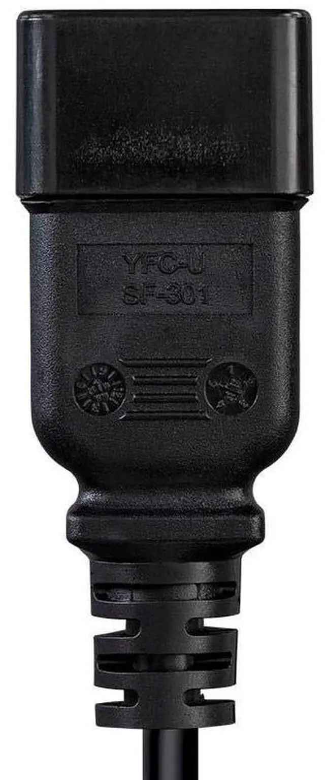 Alt view image 6 of 6 - Heavy Duty Splitter Power Cord - IEC 60320 C20 to 2X IEC 60320 C19, 20 Amp, 100-250 Volt, 12AWG, 2 Feet, Black