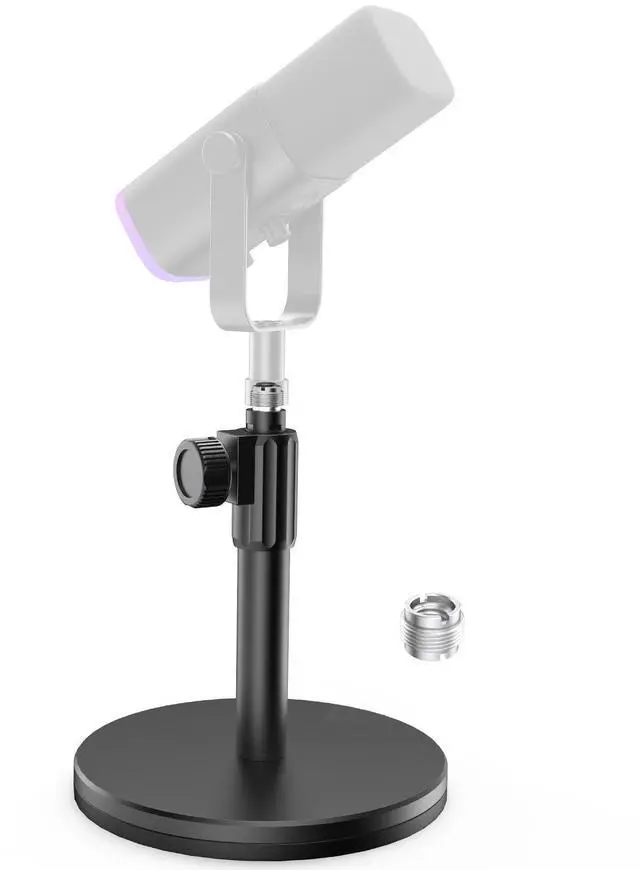 Main image of Mic Stand Desk, Adjustable Desktop Microphone Stand Studio Table Mic Stand for Desk Mic Holder with 3/8" to 5/8" Screw for Blue Yeti HyperX QuadCast SoloCast Snowball Fifine and Other Mics