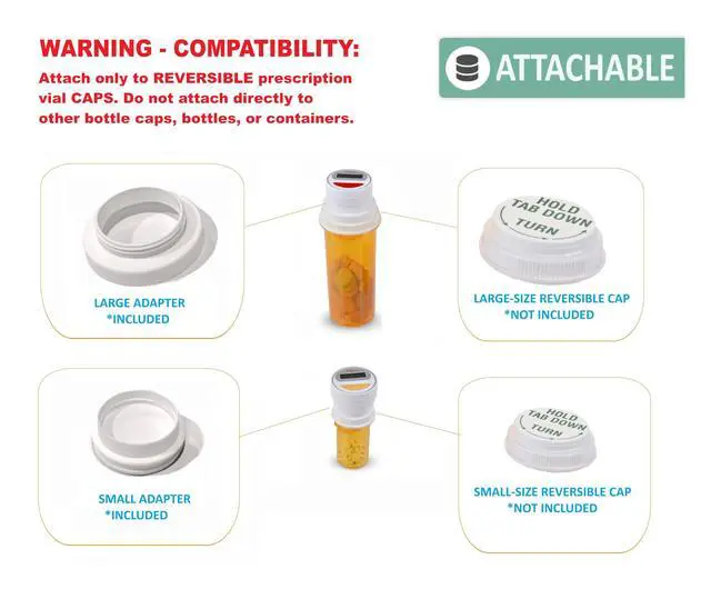 Alt view image 4 of 7 - Portable Medication Reminder System with Two Timer Caps Compact Organizer for Pills, Vitamins & Supplements for Travel or Home Use.