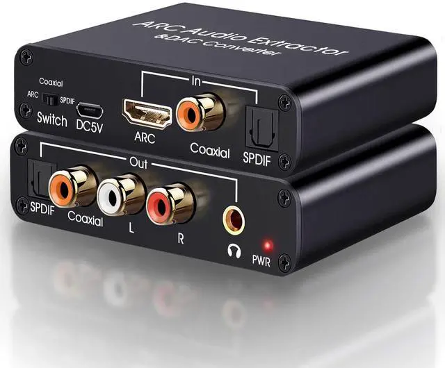 Main image of HDMI ARC Audio Extractor, 192KHz ARC Audio Extractor DAC Converter, Digital to Analog Audio Converter, Optical/SPDIF Coaxial HDMI ARC to Optical/SPDIF Coaxial Stereo L/R 3.5mm Jack for TV