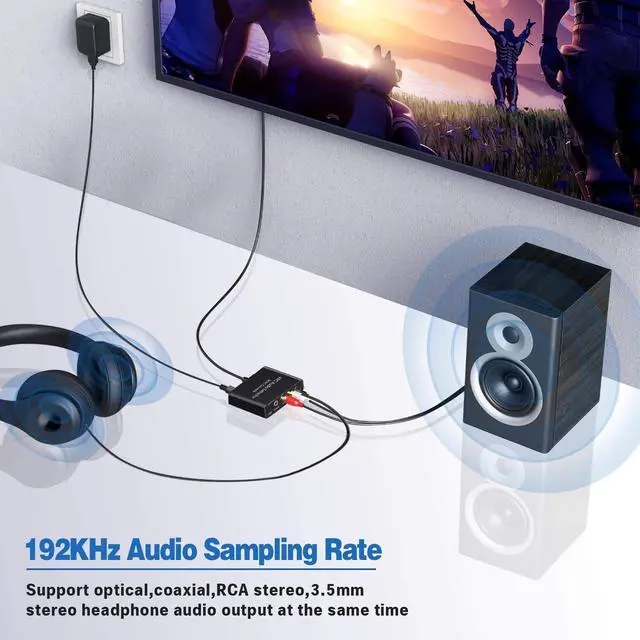 Alt view image 6 of 7 - HDMI ARC Audio Extractor, 192KHz ARC Audio Extractor DAC Converter, Digital to Analog Audio Converter, Optical/SPDIF Coaxial HDMI ARC to Optical/SPDIF Coaxial Stereo L/R 3.5mm Jack for TV