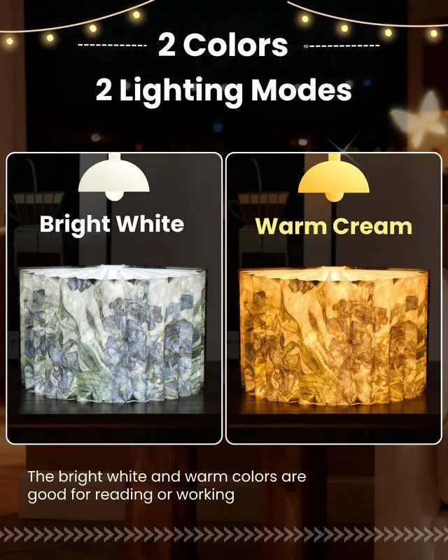 Alt view image 3 of 7 - Book Shaped Light, Mothers Day Gifts BookLamp for Book Lovers Gifts,Van Gogh Iris Design Foldable Lamp Perfect for Bedside Night Light, Bookshelf Decor, Home Desk, Ideal Gifts for Birthday