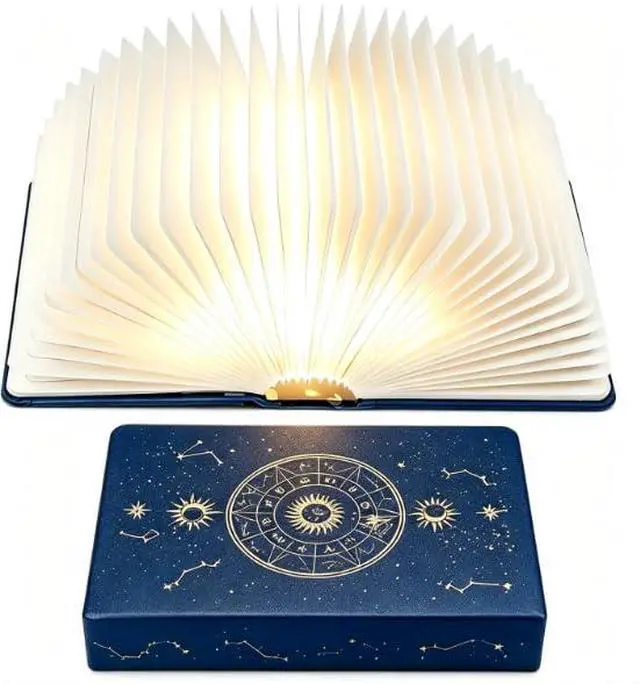 Main image of Book Lamp Book Lovers Gifts, Starry Sky Constellations Book Light 2 Colors, Foldable Paper Lamp as Home Decor, Bookish Birthday Gifts for Women or Freinds