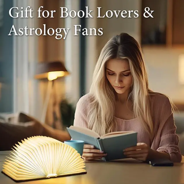 Alt view image 4 of 7 - Book Lamp Book Lovers Gifts, Starry Sky Constellations Book Light 2 Colors, Foldable Paper Lamp as Home Decor, Bookish Birthday Gifts for Women or Freinds