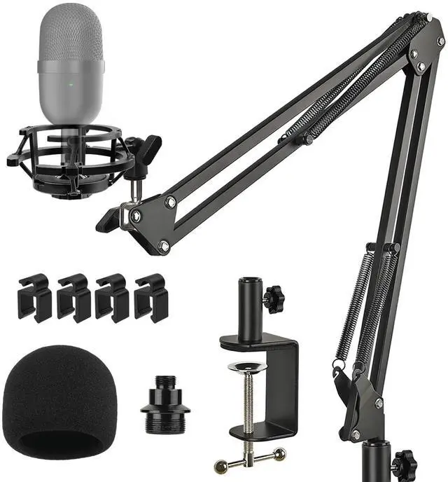 Main image of Razer Seiren Mini Boom Arm Mic Stand with Pop Filter, Shock Mount, Upgraded Heavy Duty Clamp, Adjustable Suspension Scissor Boom Arm Stand for Razer Seiren Mini USB Streaming Microphone Frgyee
