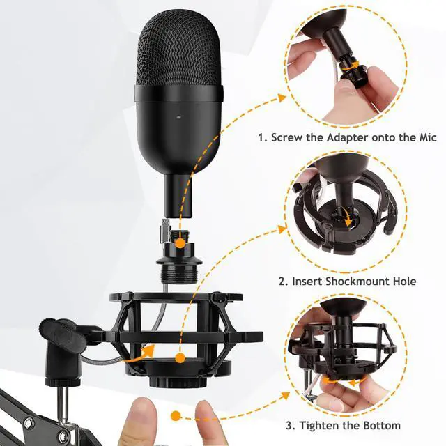 Alt view image 5 of 6 - Razer Seiren Mini Boom Arm Mic Stand with Pop Filter, Shock Mount, Upgraded Heavy Duty Clamp, Adjustable Suspension Scissor Boom Arm Stand for Razer Seiren Mini USB Streaming Microphone Frgyee