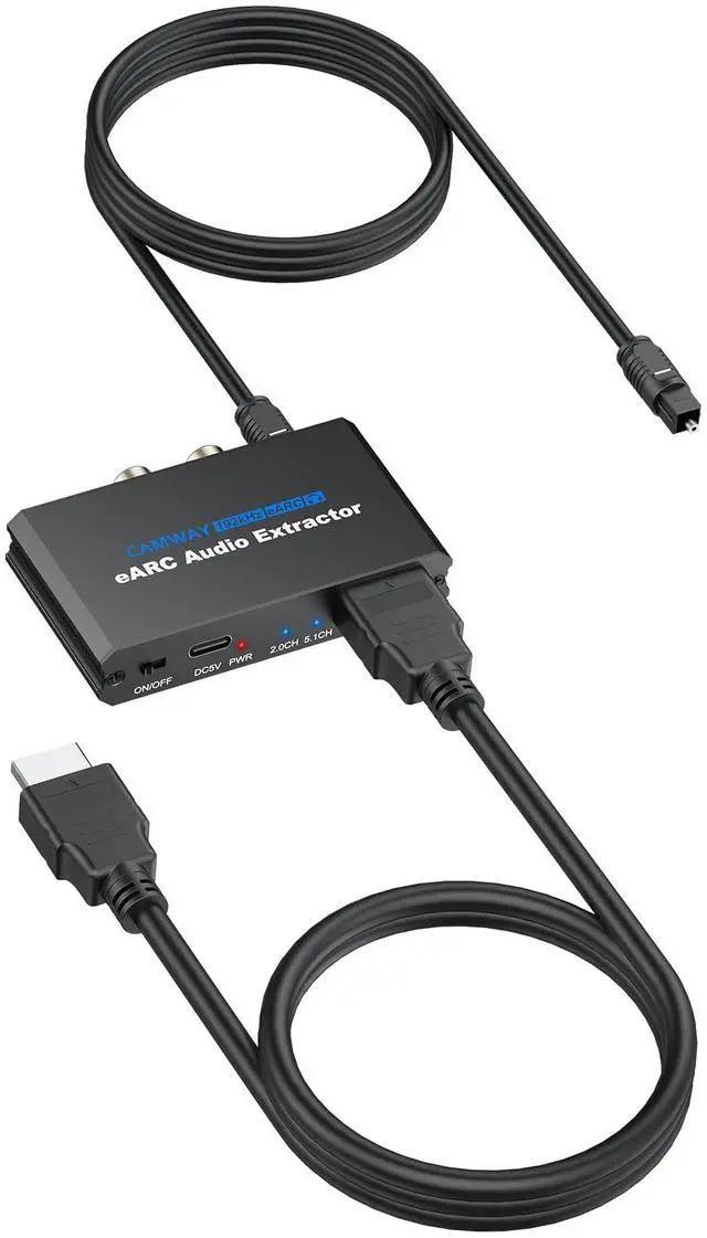 Main image of 192KHz eARC/ARC Audio Extractor - Optical/RCA/3.5mm Output, Connect New TVs to Speakers, Amplifiers, Soundbars,Headphones for Home Theater,Dolby Digital DTS & 5.1 Surround Support