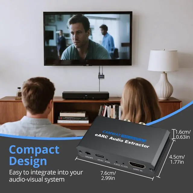 Alt view image 6 of 7 - 192KHz eARC/ARC Audio Extractor - Optical/RCA/3.5mm Output, Connect New TVs to Speakers, Amplifiers, Soundbars,Headphones for Home Theater,Dolby Digital DTS & 5.1 Surround Support