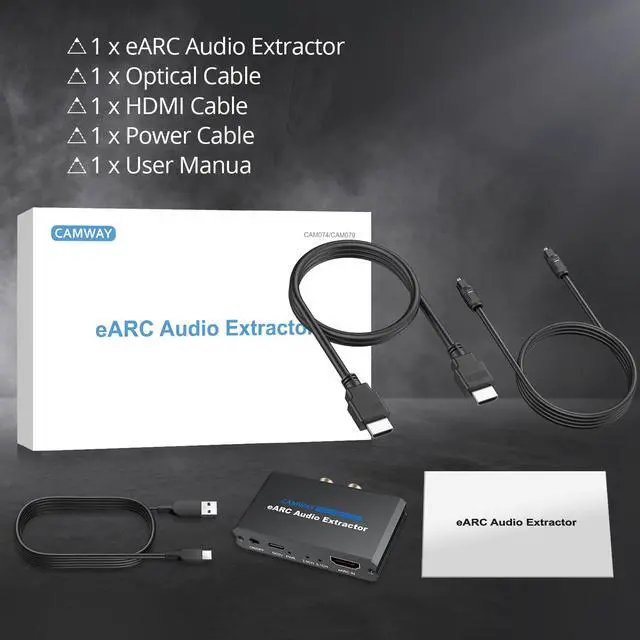 Alt view image 7 of 7 - 192KHz eARC/ARC Audio Extractor - Optical/RCA/3.5mm Output, Connect New TVs to Speakers, Amplifiers, Soundbars,Headphones for Home Theater,Dolby Digital DTS & 5.1 Surround Support