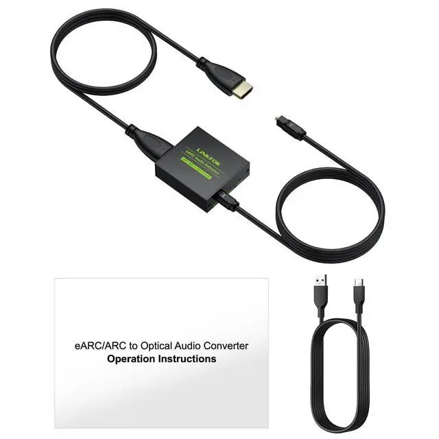Alt view image 7 of 7 - eARC/ARC Audio Extractor, HDMI eARC to Optical Converter with Audio Signal Indicator & 2.1M Cable, 192kHz, Dolby 5.1 DTS 5.1, for TV to Soundbar,Wireless Headphones,Home Theater(NO CEC)