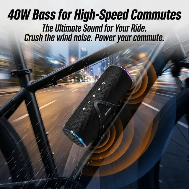 Alt view image 2 of 7 - Bass Boosted Bluetooth Bike Speaker, IPX7 Waterproof