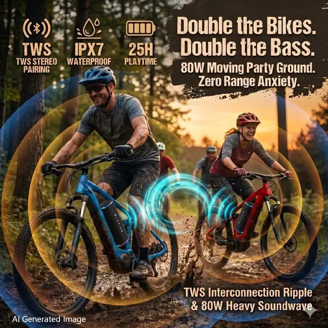 Alt view image 3 of 7 - Bass Boosted Bluetooth Bike Speaker, IPX7 Waterproof