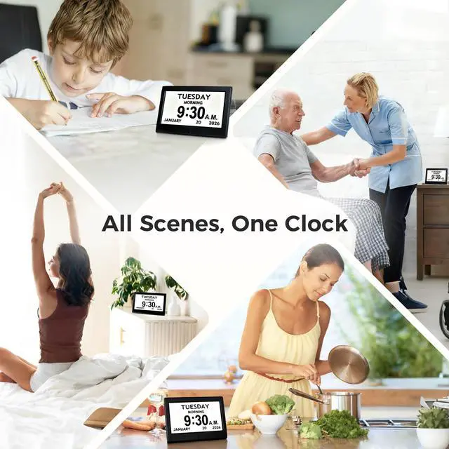 Alt view image 6 of 7 - 7'' Digital Clock, Dementia Clock for Seniors with Date Time, Large Display