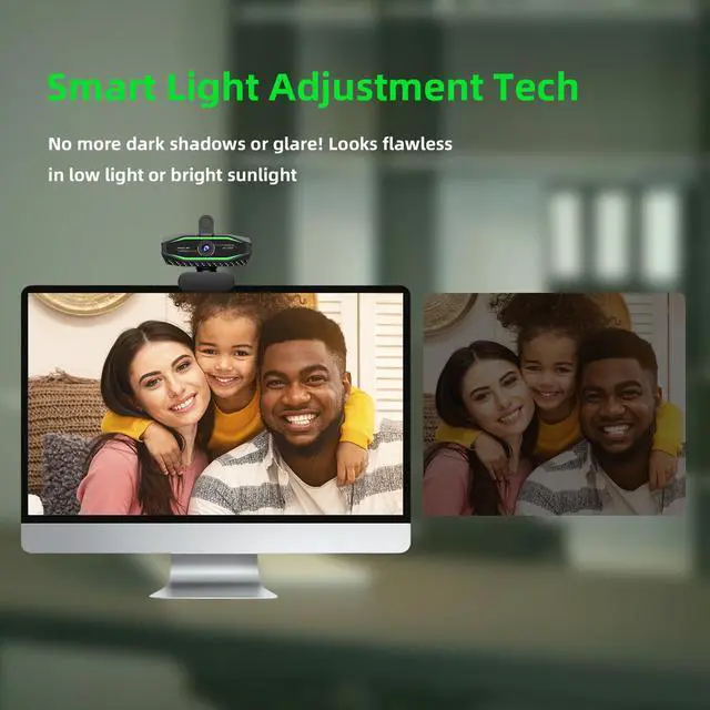 Alt view image 5 of 7 - 1080P HD Webcam, USB Plug & Play Computer Camera, Auto Low-Light Streaming Camera, RGB Status Light Web cam, Noise-Canceling Microphone Webcam - for Video on Laptop & Desktop