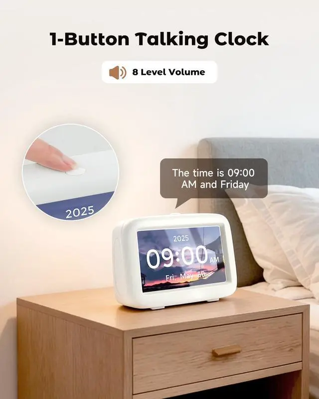 Alt view image 2 of 7 - Talking Clock for Seniors, 8 Medication Pill Reminders Alarms