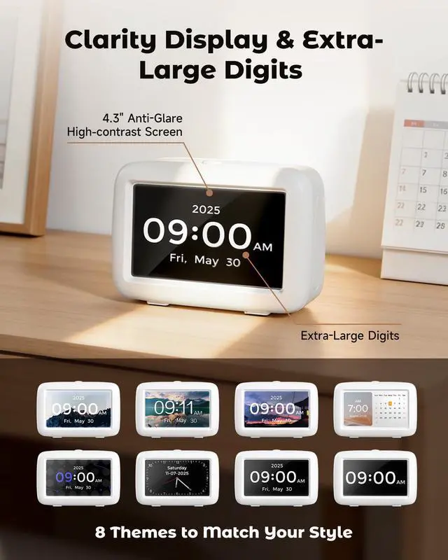 Alt view image 3 of 7 - Talking Clock for Seniors, 8 Medication Pill Reminders Alarms