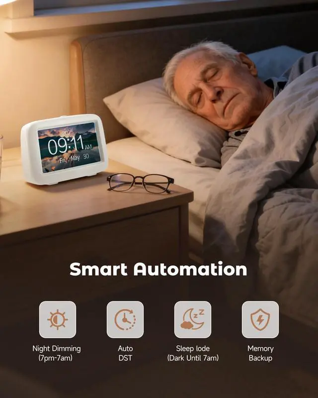 Alt view image 5 of 7 - Talking Clock for Seniors, 8 Medication Pill Reminders Alarms