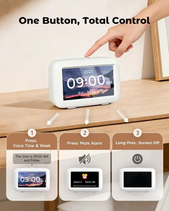 Alt view image 6 of 7 - Talking Clock for Seniors, 8 Medication Pill Reminders Alarms