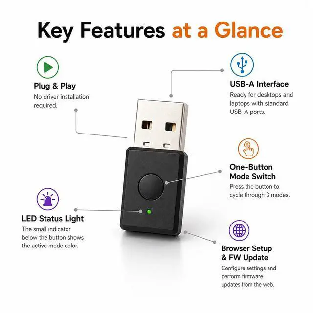 Alt view image 2 of 7 - Programmable Mouse Jiggler, Hardware Mouse Mover with Custom Workflows, 3 Modes to Keep PC Awake & Auto Scroll, No Software USB Device for Windows, Web Setup in Chrome/Edge