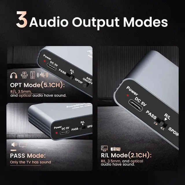 Alt view image 6 of 7 - 4K@60Hz HDMI ARC Audio Extractor with Optical