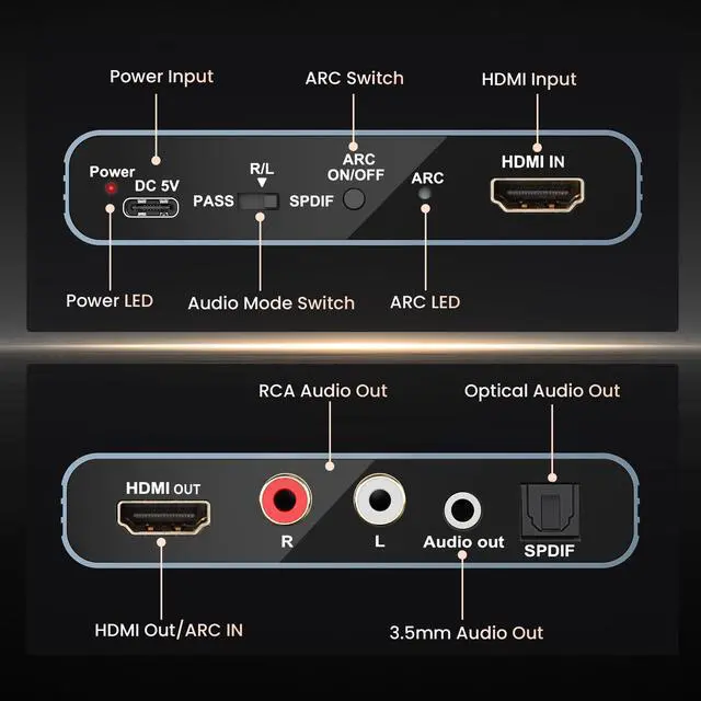 Alt view image 7 of 7 - 4K@60Hz HDMI ARC Audio Extractor with Optical