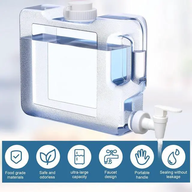 Alt view image 3 of 6 - 2 Pack 0. 8 Gallon Fridge Water Dispensers Bottle with Leak-Proof Spigot and Convenient Handle Plastic Cold Juice Beverage Dispenser Jug for Party Refrigerator Drink Juice Iced Tea