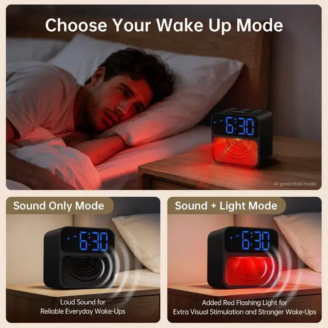 Alt view image 3 of 7 - Extra Loud Alarm Clock for Heavy Sleepers with 115dB Alarm