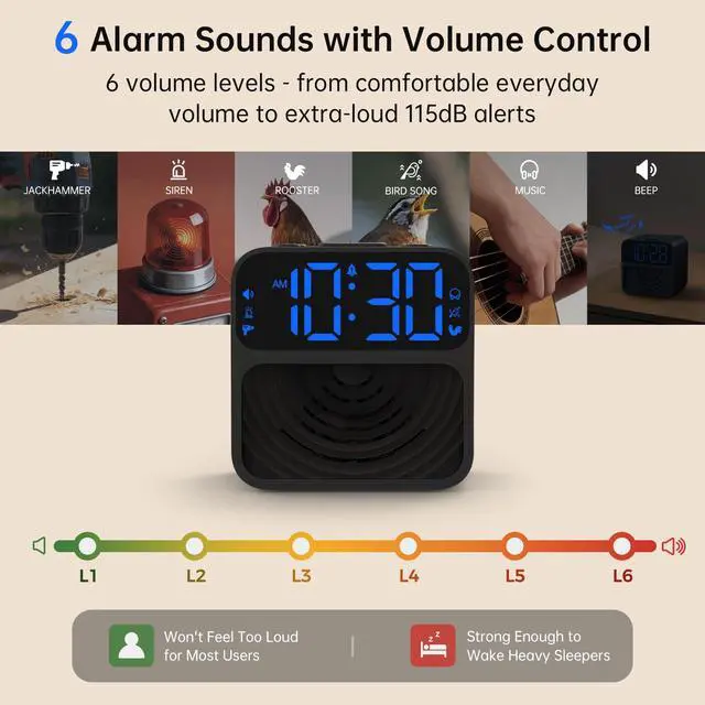 Alt view image 4 of 7 - Extra Loud Alarm Clock for Heavy Sleepers with 115dB Alarm