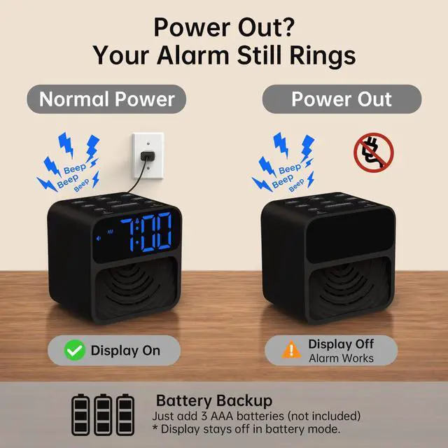 Alt view image 7 of 7 - Extra Loud Alarm Clock for Heavy Sleepers with 115dB Alarm