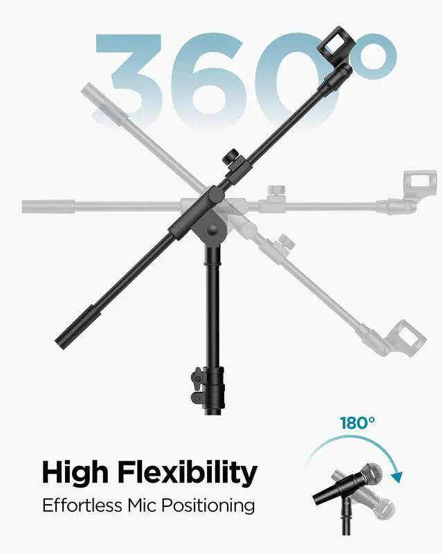 Alt view image 7 of 7 - Mic Stand Floor, Boom Arm Floor Microphone Stand Height Adjustable Heavy Duty with Iron Base for HyperX SoloCast, HyperX QuadCast S, Razer Seiren V3 Mini, Blue Yeti Shure SM58 and Other Mics
