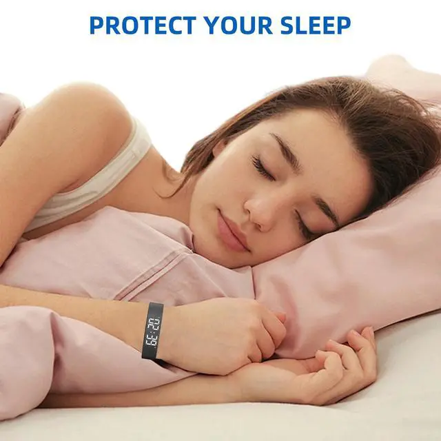 Alt view image 2 of 7 - Vibrating Alarm Clock Watch for Heavy Sleepers, Silent Wake Up Bracelet & Smart Wristband, Wearable Vibration Wrist Alarm, Non-Audible Sleep Wristband for Men & Women(Set 8)