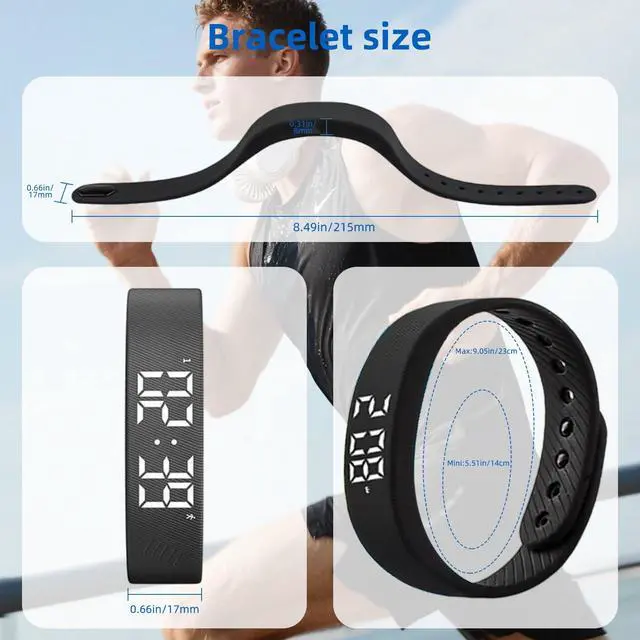 Alt view image 7 of 7 - Vibrating Alarm Clock Watch for Heavy Sleepers, Silent Wake Up Bracelet & Smart Wristband, Wearable Vibration Wrist Alarm, Non-Audible Sleep Wristband for Men & Women(Set 8)