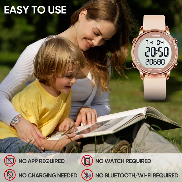 Alt view image 6 of 7 - Pedometer Watch for Women Step Counter for Walking No App TU-2509