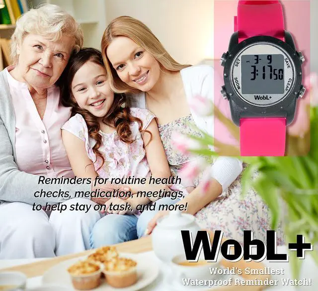 Alt view image 6 of 7 - World's Smallest & Best Waterproof Vibrating 9 Alarms + Countdown Timer Wristwatch (Pink) Sports/Medicine/Meeting/Potty Reminders