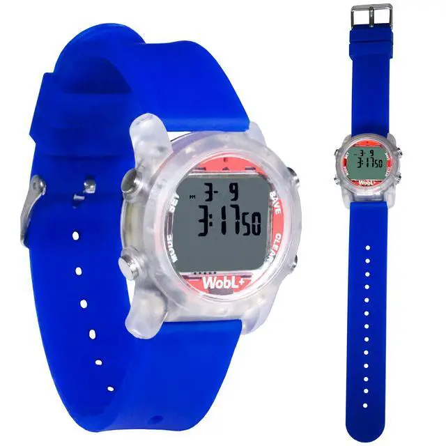 Alt view image 2 of 7 - World's Smallest & Best Waterproof Vibrating 9 Alarms + Countdown Timer Wristwatch for Sports/Medicine/Meeting/Potty Reminders, Blue