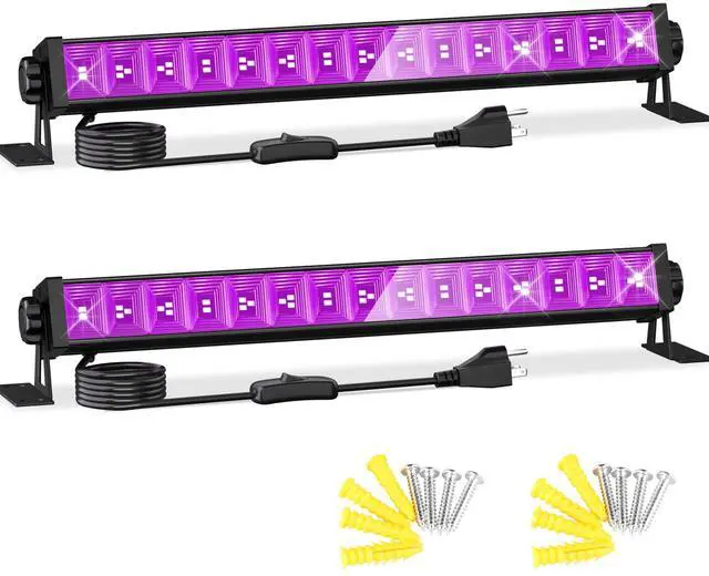 Main image of 2 Pack LED 42W Black Lights, Blacklight Bars for Glow Party, Halloween