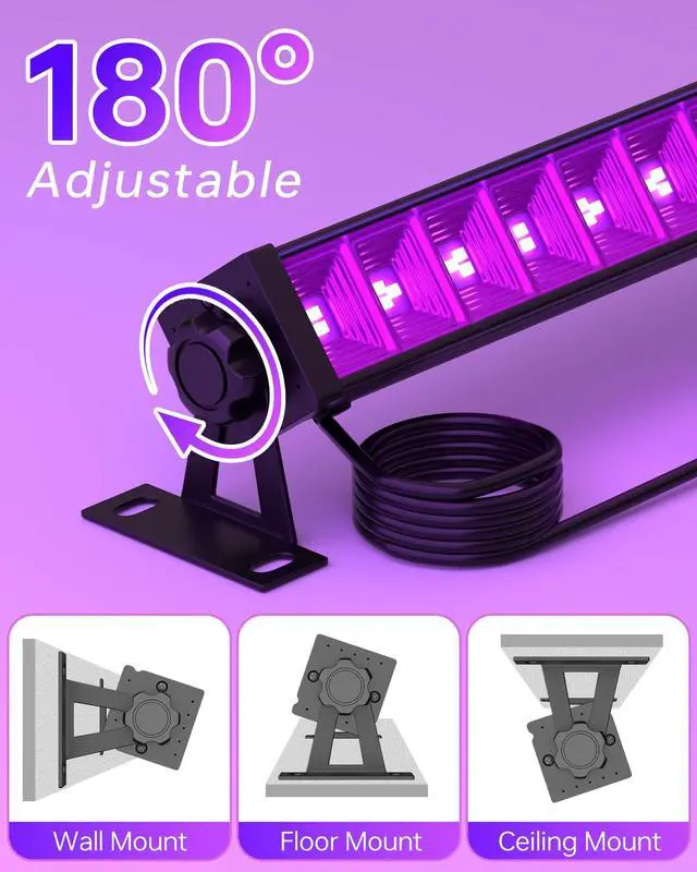 Alt view image 7 of 7 - 2 Pack LED 42W Black Lights, Blacklight Bars for Glow Party, Halloween