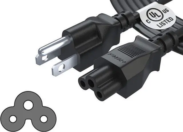 Main image of 3 Prong 3 Ft Short AC Power Cord for Mac Studio Dell HP Lenovo LOQ Asus ROG TUF Acer Sony Toshiba Gateway MSI Gigabyte Laptop Notebook Computer Charger Adapter Spare C5 to NEMA 5-15P Wall Plug Cable