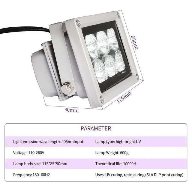 Alt view image 3 of 7 - 3D Printer UV Resin Curing Light for SLA/DLP/LCD 3D Printing, Solidify Photosensitive Resin, 405nm UV LED Lights with 60w Output Affect