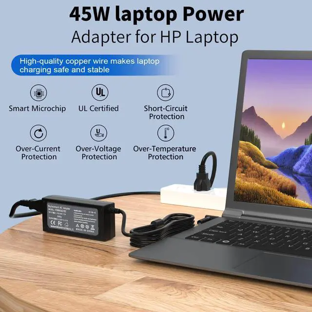 Alt view image 5 of 6 - 45W 19.5V 2.31A Replacement for HP Laptop Charger Blue Tip,Pavilion x360